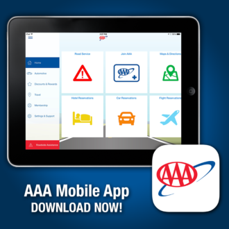 AAA Mobile App graphic with company logo